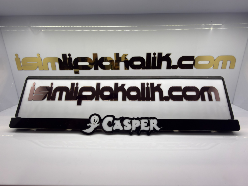 Casper Logolu Siyah Parlak Pleksi Plakalık