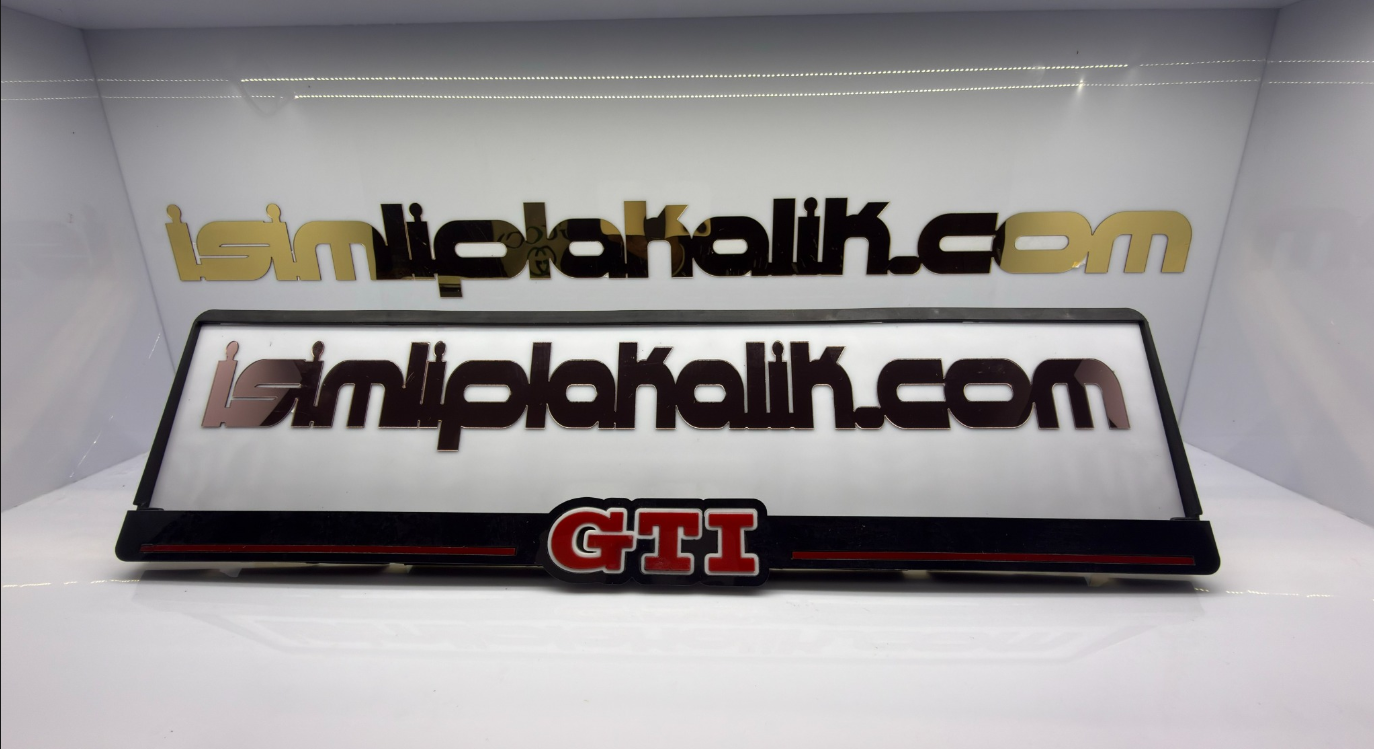 GTI Logolu Siyah Parlak Pleksi Plakalık Seti