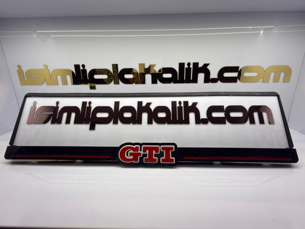 GTI Logolu Siyah Parlak Pleksi Plakalık Seti