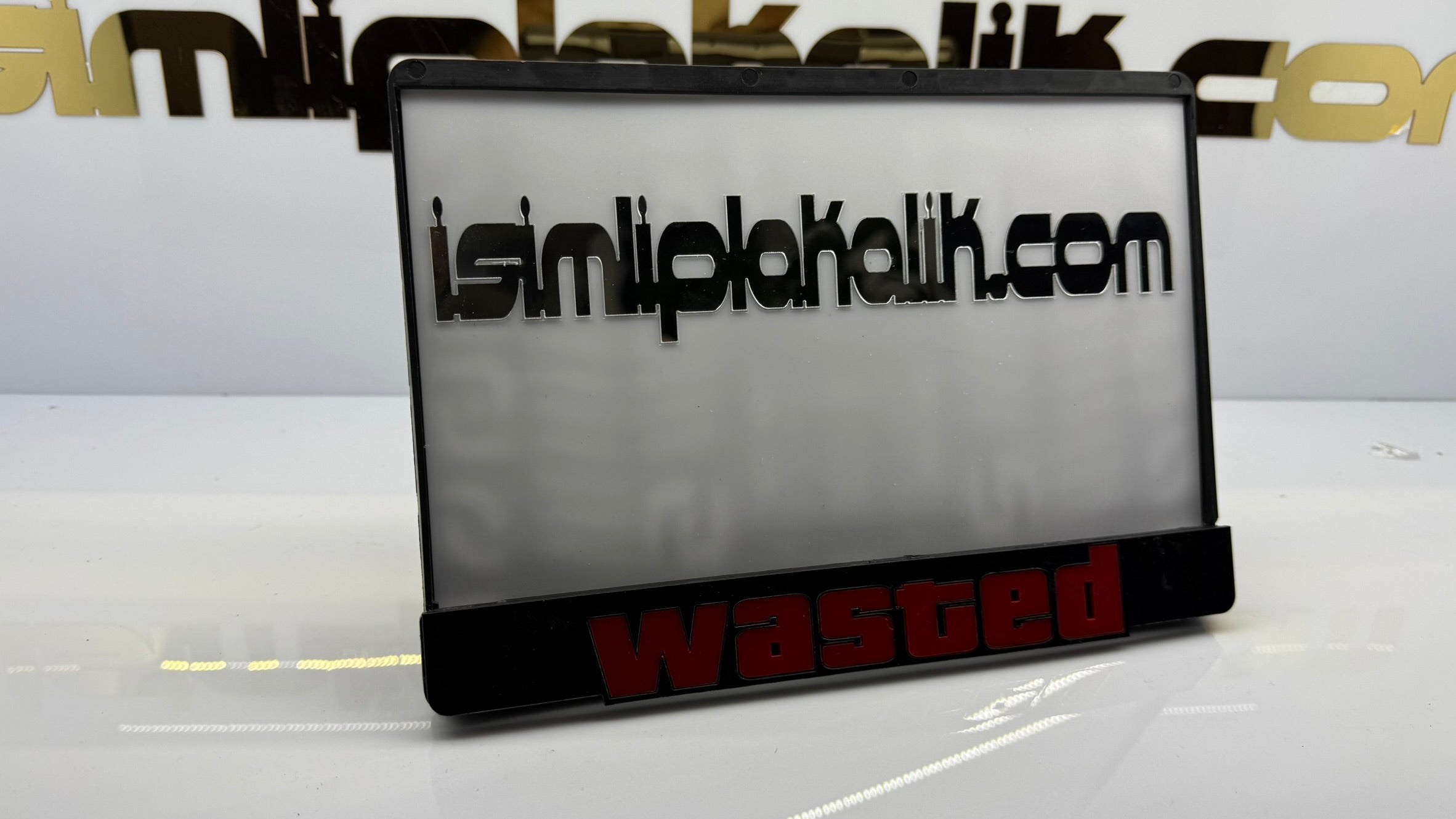 Wasted Yazılı Siyah Parlak Pleksi Motorsiklet Plakalık