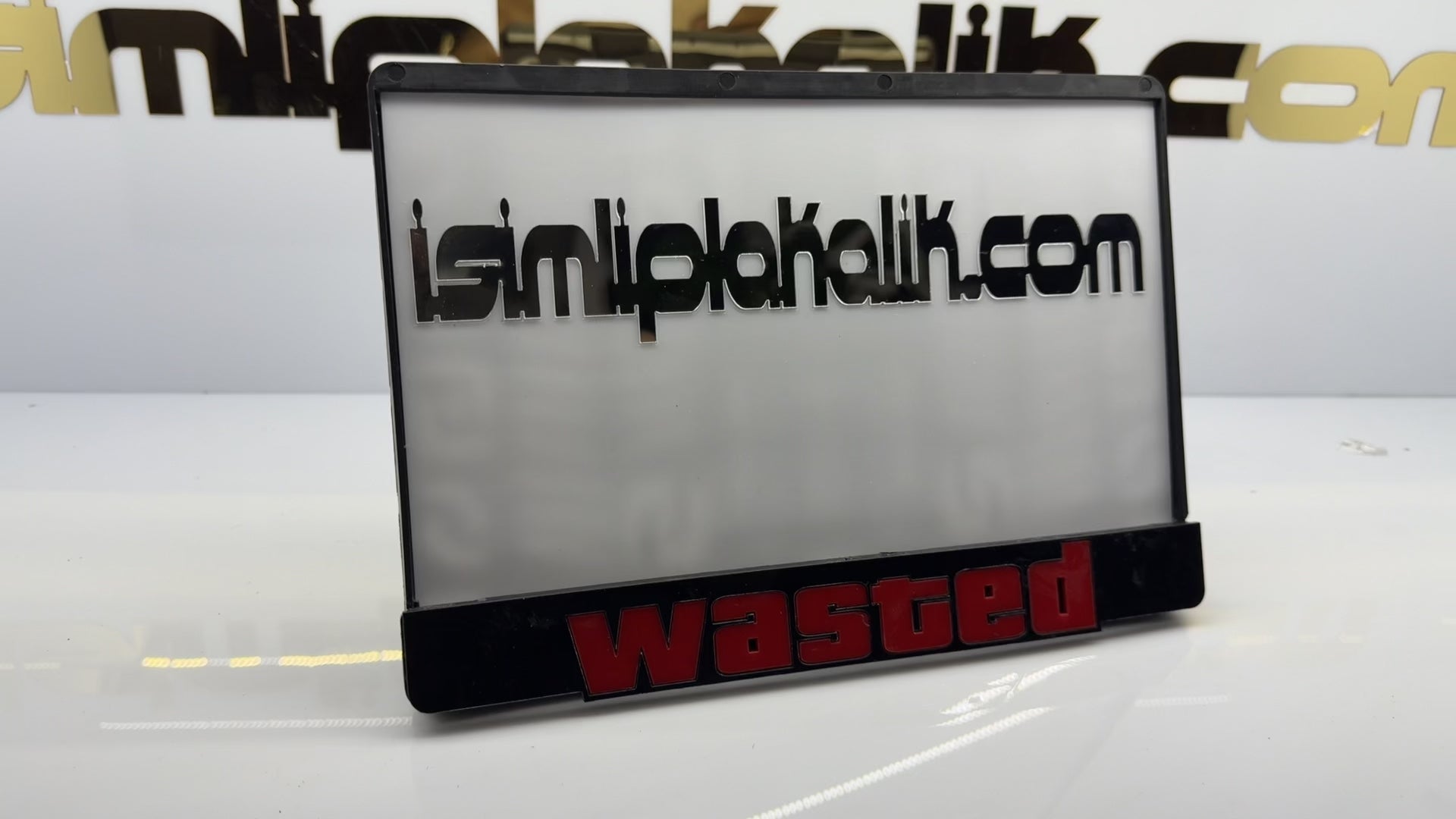 Wasted Yazılı Siyah Parlak Pleksi Motorsiklet Plakalık